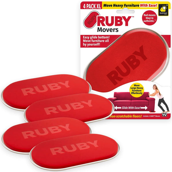 RUBY Movers Furniture Sliders for Carpet, As Seen on TV, Effortlessly Move Heavy Couches, Recliners, Bookcases & Appliances with Ease, Extra-Large Size Fits Bulky Legs. Move Furniture by Yourself.