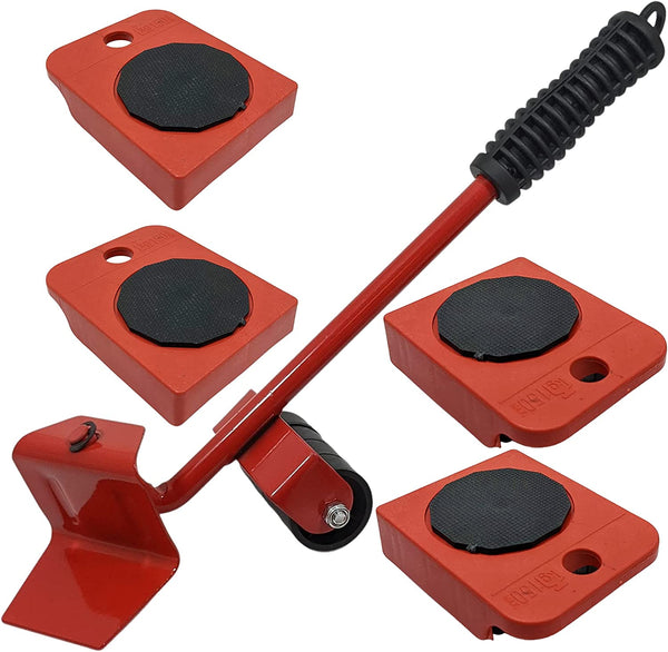 Heavy Duty Furniture Lifting and Moving Set - Includes Four Rotatable Sliding Rollers and One Lifting Tool, Easy Operation, Rearrange Furniture & Appliances up to 330 Pounds - EX ELECTRONIX EXPRESS