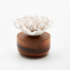 Oil diffuser, porcelain diffuser coral flower, wood acacia base with craft porcelain flower. Organic product. ANOQ French Riviera collection